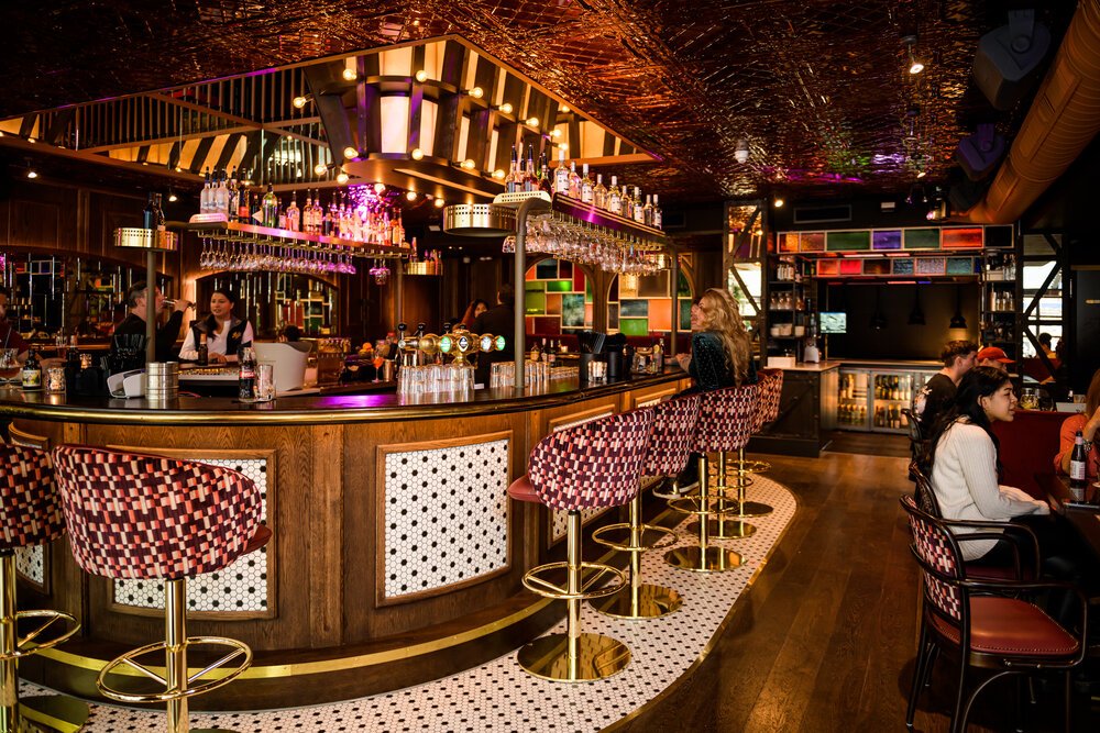 Round bar and copper ceiling