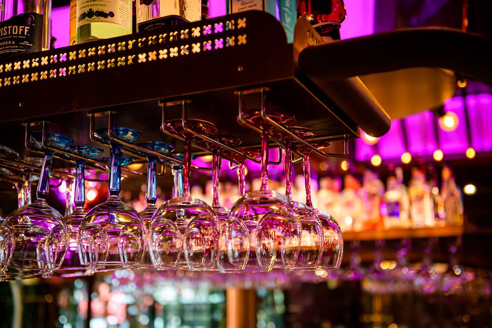 Stained glass lounge windows