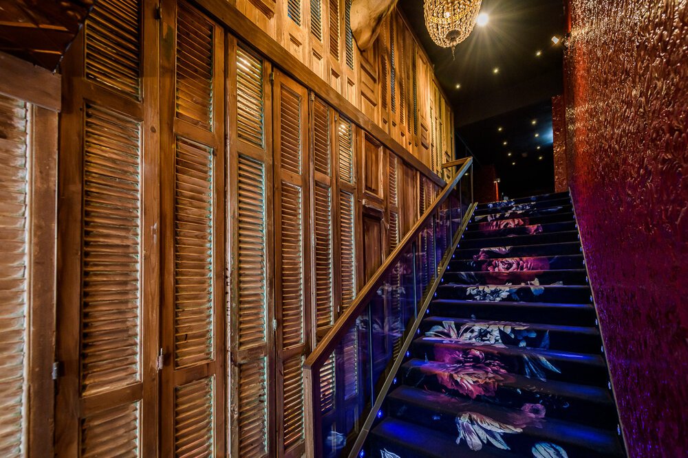 Illuminated floral staircase