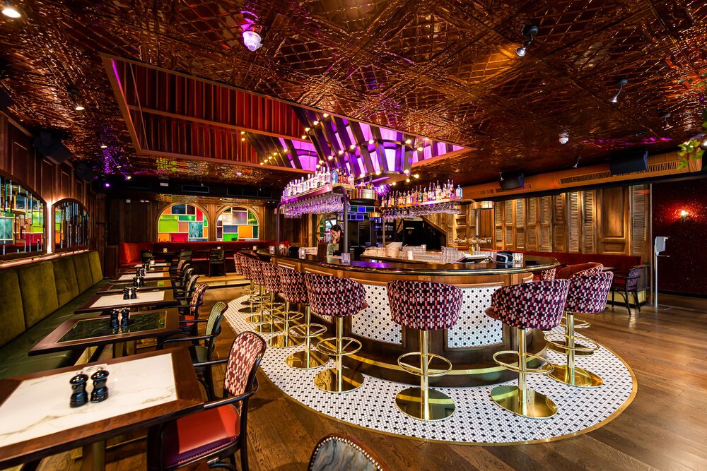 Upper level lounge sofas